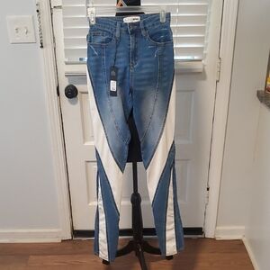 Fashion Nova Blue and White Skinny Jeans NWT